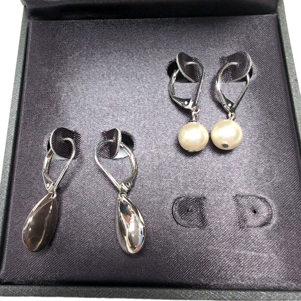 Set Of 2 Leverback Dangle Earrings Silver Tone Dillard's Fashion Jewelry - Picture 2 of 7
